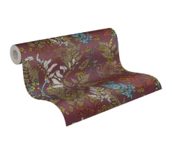 Vliestapete Floral Blätter rot gelb blau 37751-4