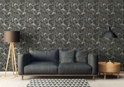 Vliestapete Floral Blätter Schwarz Creme 39434-1