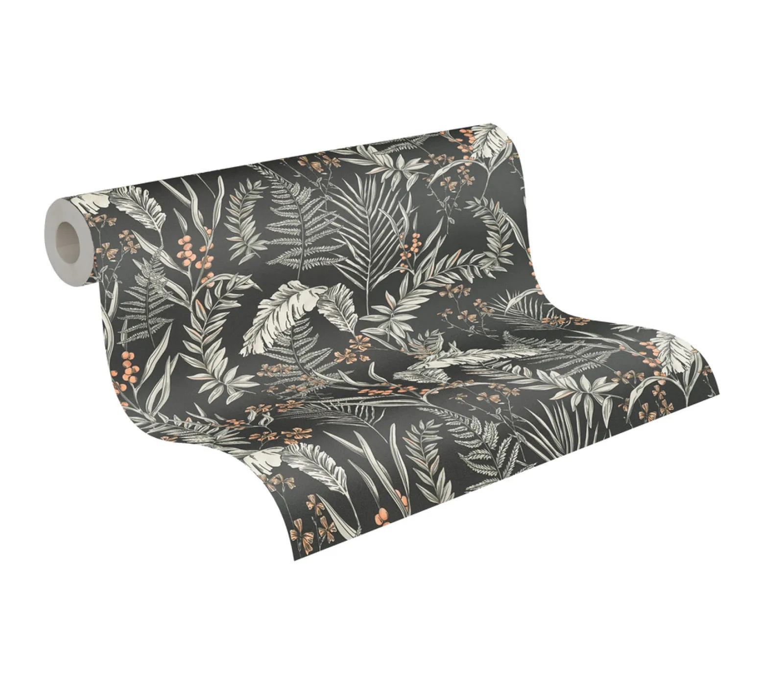 Vliestapete Floral Blätter Schwarz Creme 39434-1