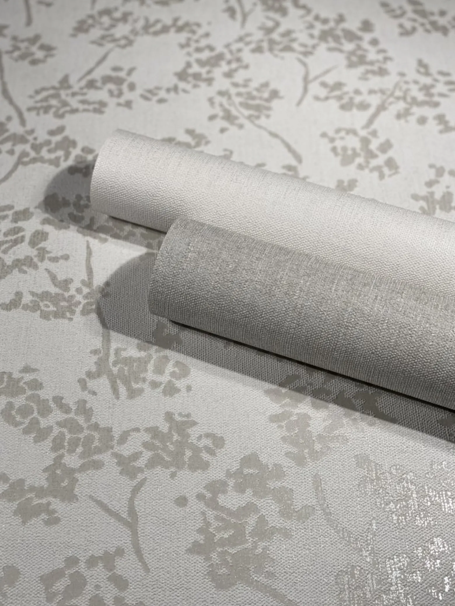 Vliestapete Floral Blätter silber weiß metallic 32703