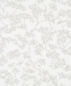 Vliestapete Floral Blätter silber weiß metallic 32703