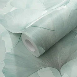 Vliestapete Floral Blätter Türkis Creme Glitzer 10470-18