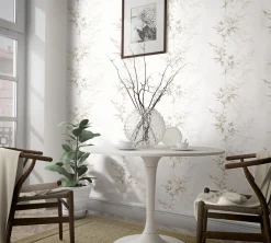 Vliestapete Floral Blätter weiß braun grau Hailey 82223