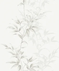 Vliestapete Floral Blätter weiß braun grau Hailey 82223