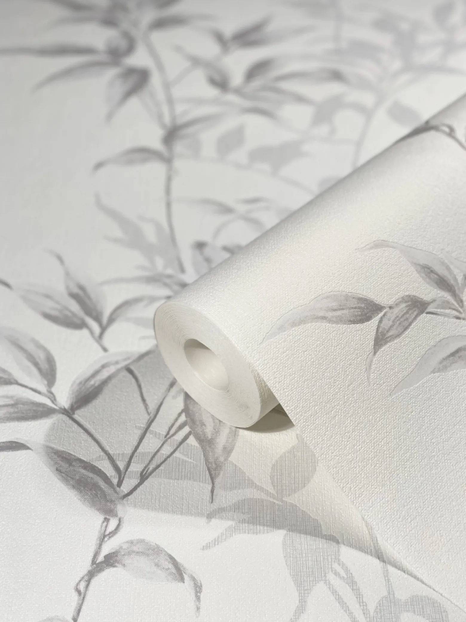Vliestapete Floral Blätter weiß grau Hailey 82221