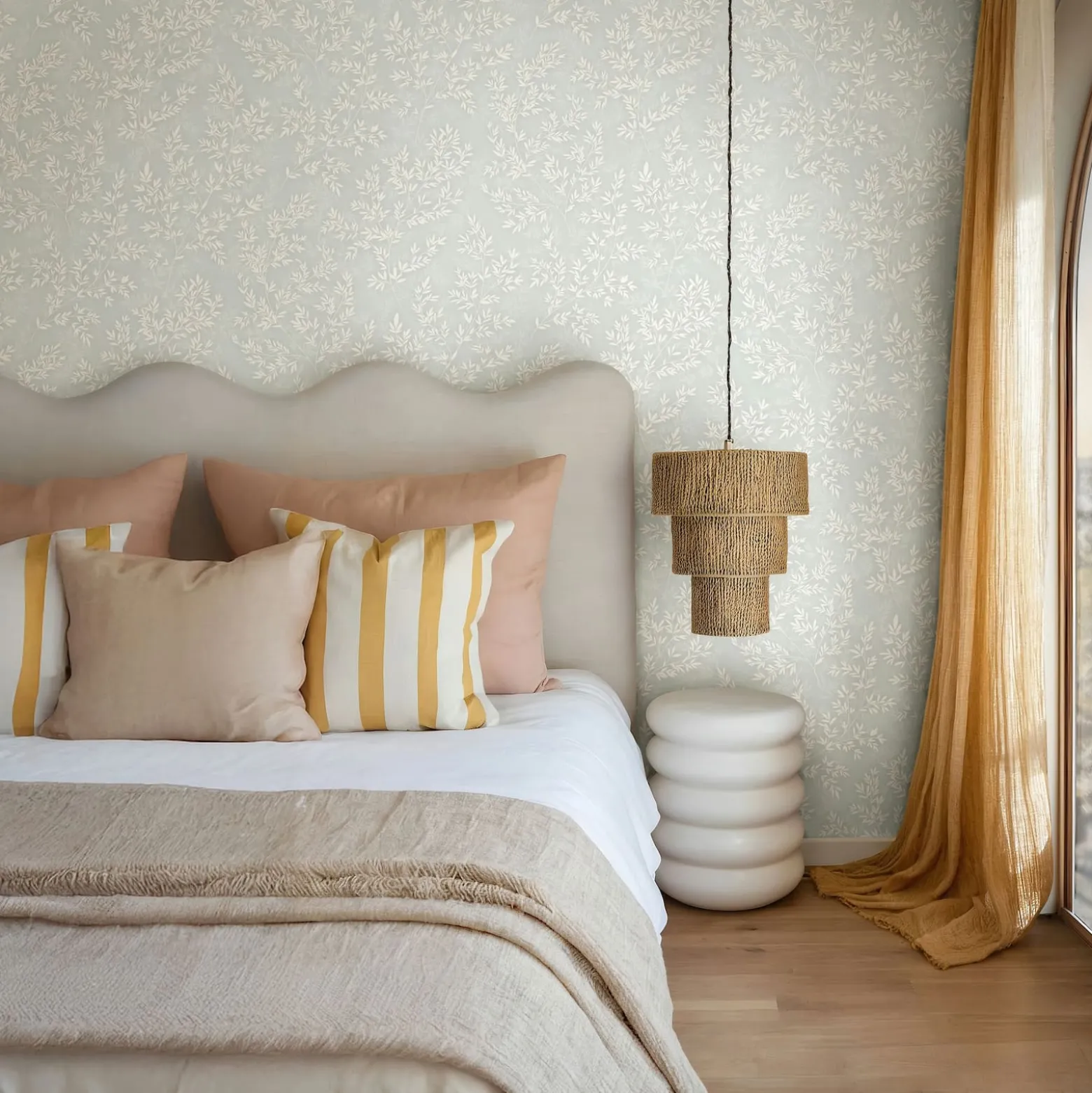 Vliestapete Floral Blätter Zweige Grün Creme 89027