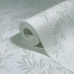 Vliestapete Floral Blätter Zweige Creme Grün 89029