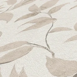 Vliestapete Floral Blätter Zweige Weiß Beige 38962-2