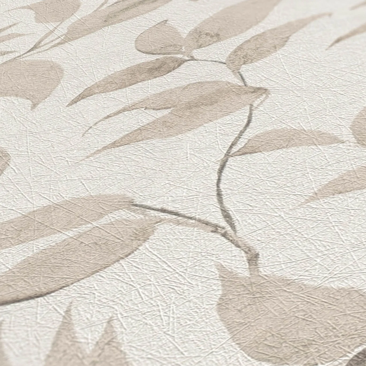 Vliestapete Floral Blätter Zweige Weiß Beige 38962-2
