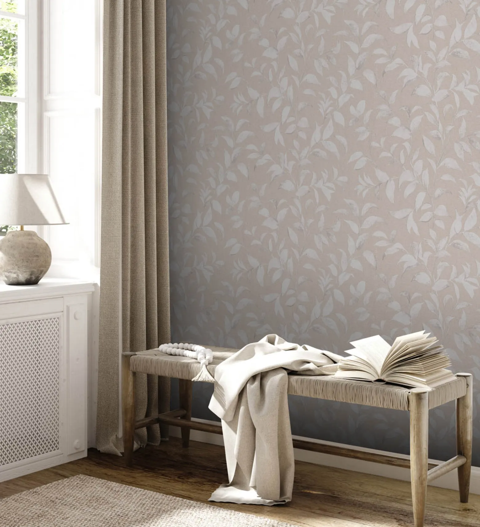 Vliestapete Floral Blätter Zweige Braun Grau 38962-6
