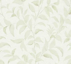 Vliestapete Floral Blätter Zweige Weiß Grün 38962-4