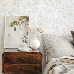 Vliestapete Floral Blätter Zweige Creme Beige 89028