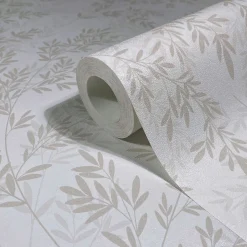 Vliestapete Floral Blätter Zweige Creme Beige 89028