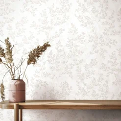 Vliestapete Floral Blätter Zweige Creme Beige 89028
