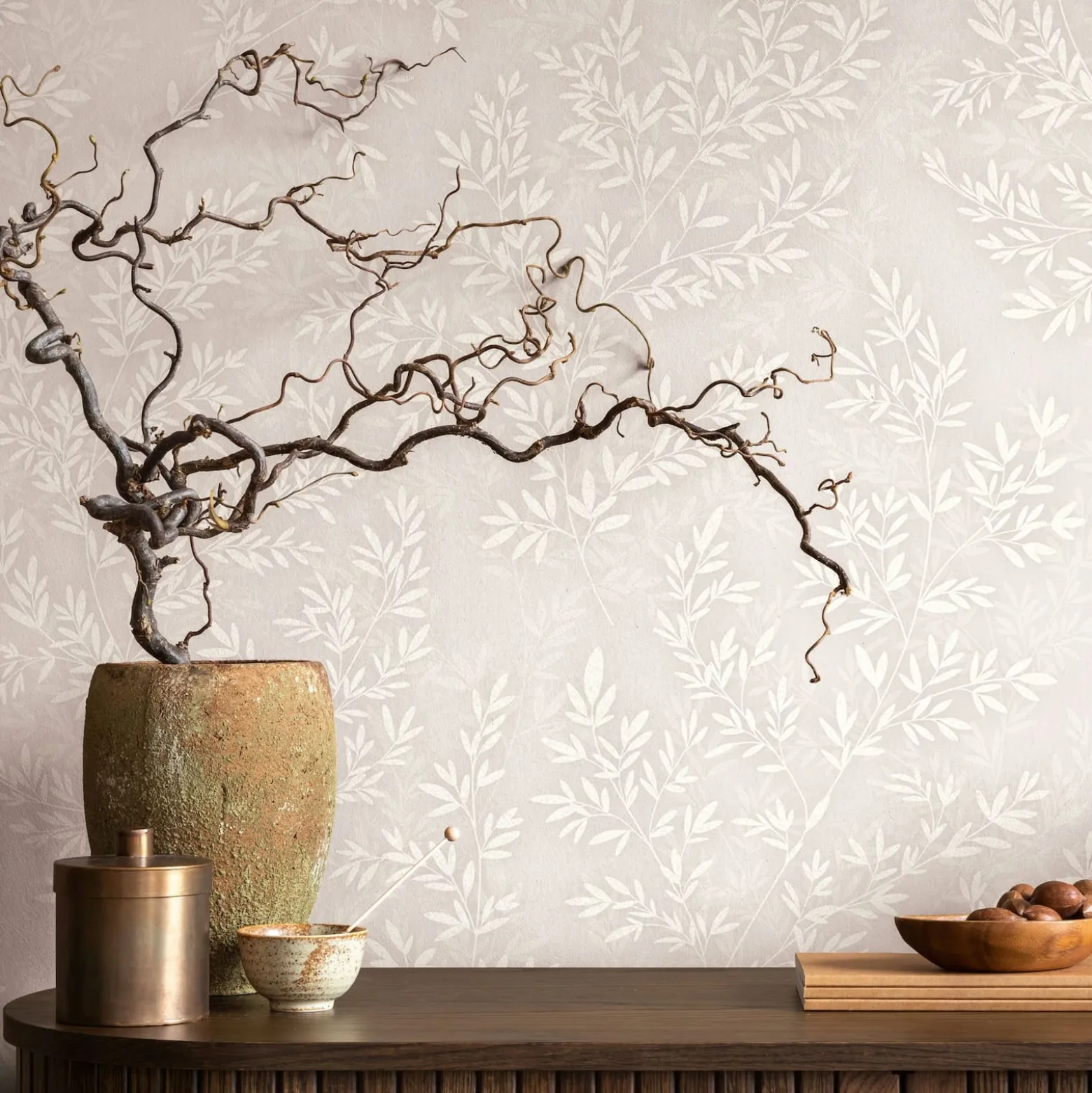 Vliestapete Floral Blätter Zweige Beige Creme 89026