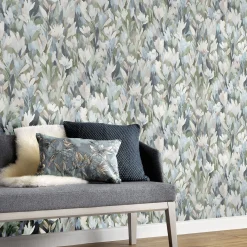 Vliestapete Floral Blumen Blau Grün Braun 10586-07