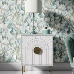 Vliestapete Floral Blumen Blau Grün Braun 10586-07