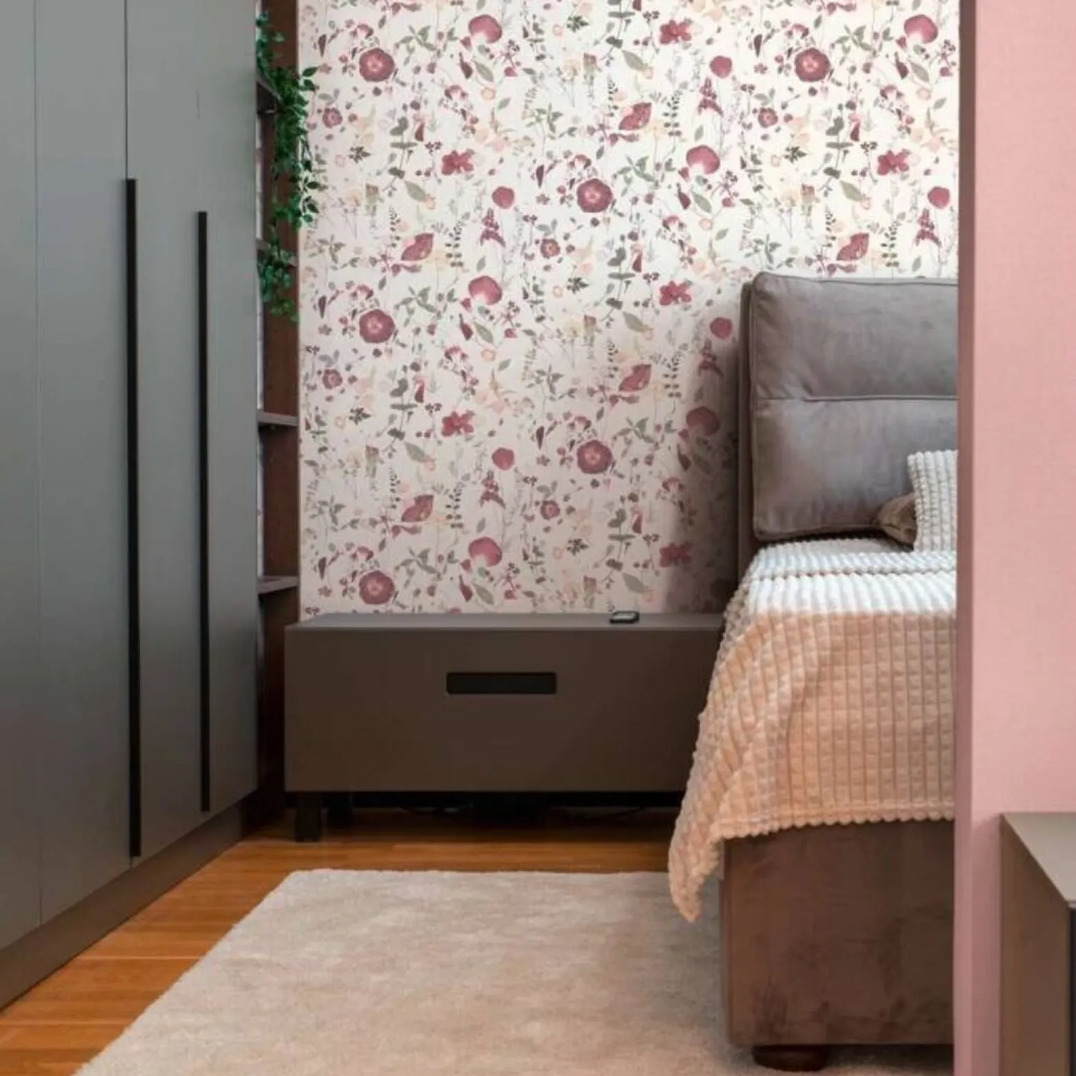 Vliestapete Floral Blumen Blätter Weiß Grün Rosa 39746-1