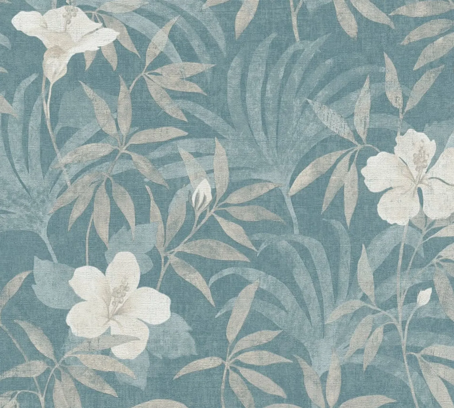 Vliestapete Floral Blumen Blätter blau beige 38028-5