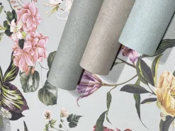 Vliestapete Floral Blumen Blätter Grün Rosa Gelb 47459