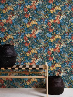 Vliestapete Floral Blumen dunkelblau bunt 37756-4