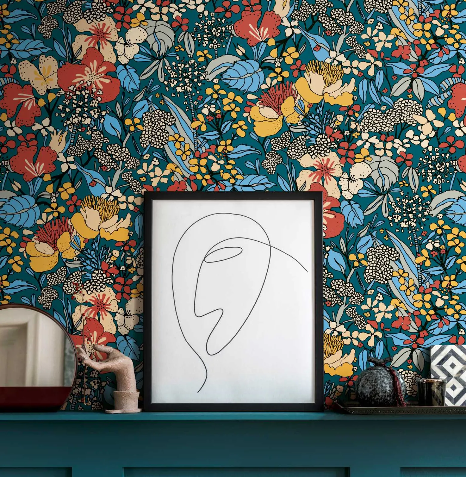 Vliestapete Floral Blumen dunkelblau bunt 37756-4