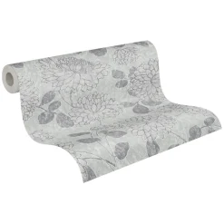 Vliestapete Floral Blumen Grau Silber Metallic 39025-1