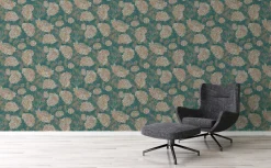 Vliestapete Floral Blumen Petrol Bronze Metallic 39025-4