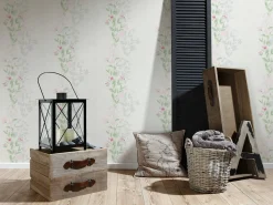 Vliestapete Floral Blumen Ranken weiß grün 37266-1