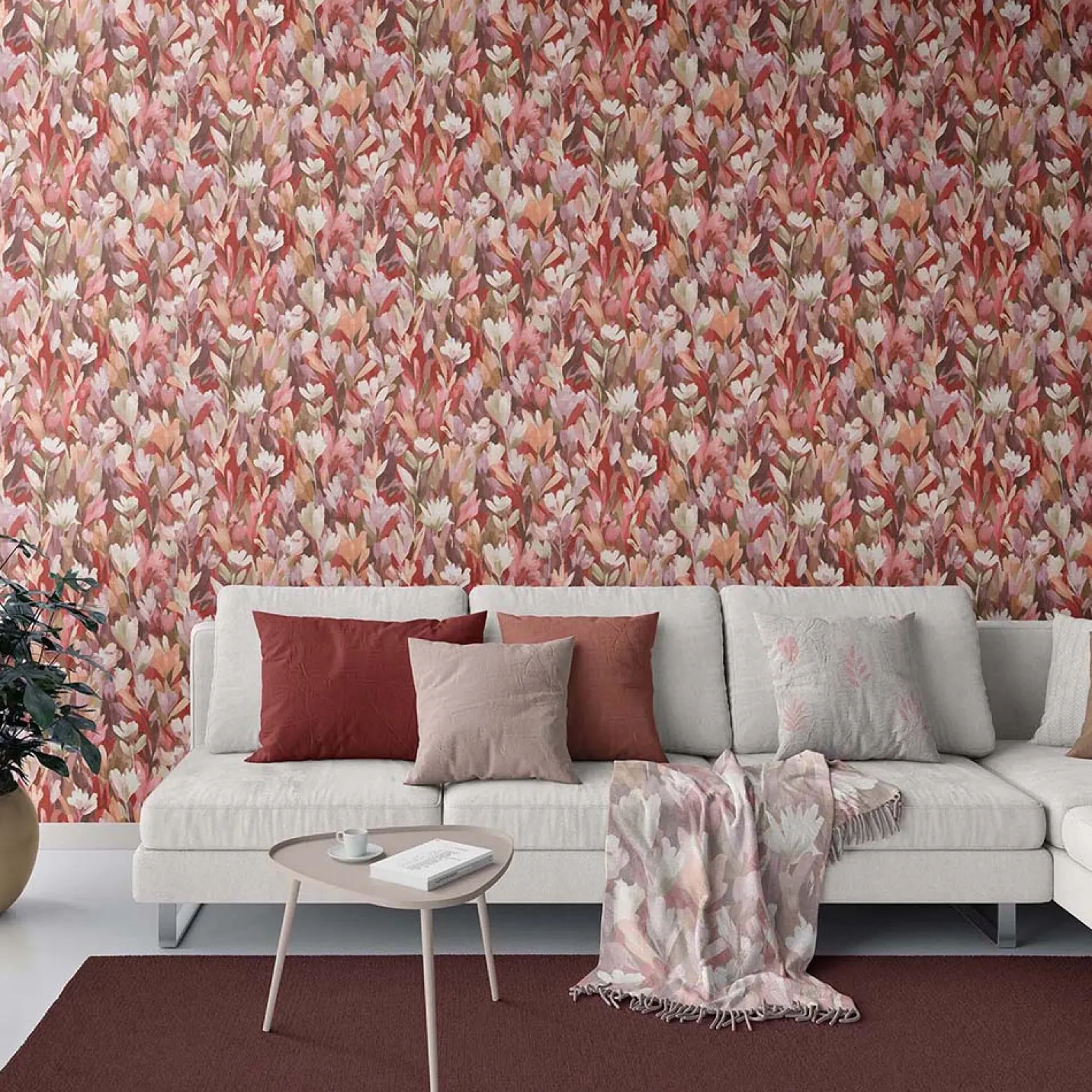 Vliestapete Floral Blumen Rot Rosa Braun 10586-06