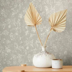 Vliestapete Floral Blumen Struktur Grau Beige 82359