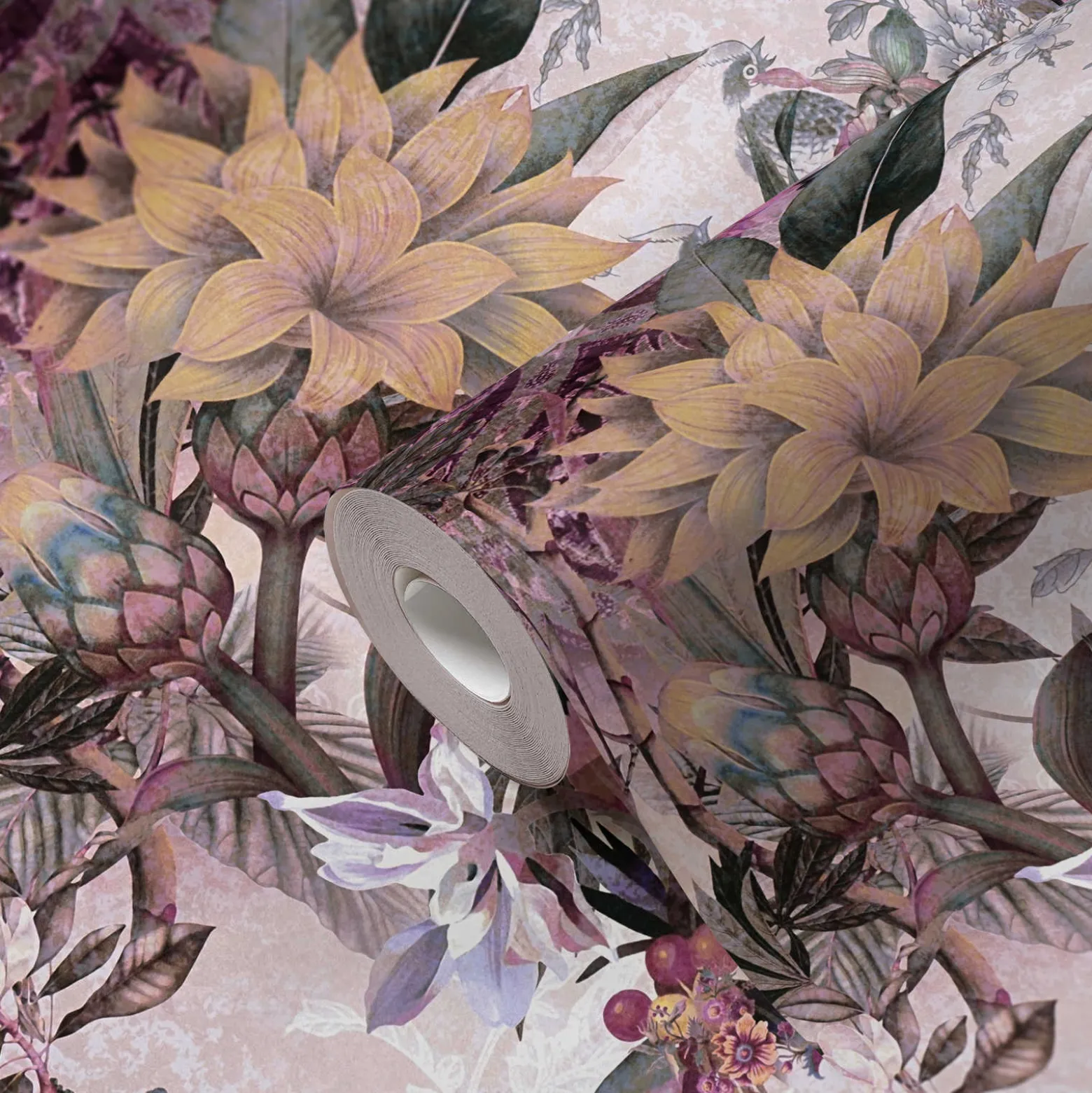 Vliestapete Floral Blumen Vintage hellgrau bunt 38177-5