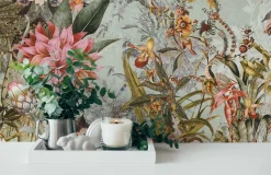 Vliestapete Floral Blumen Vintage grün bunt 38177-1