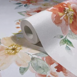 Vliestapete Floral Blumen Weiß Rot Grün 89011
