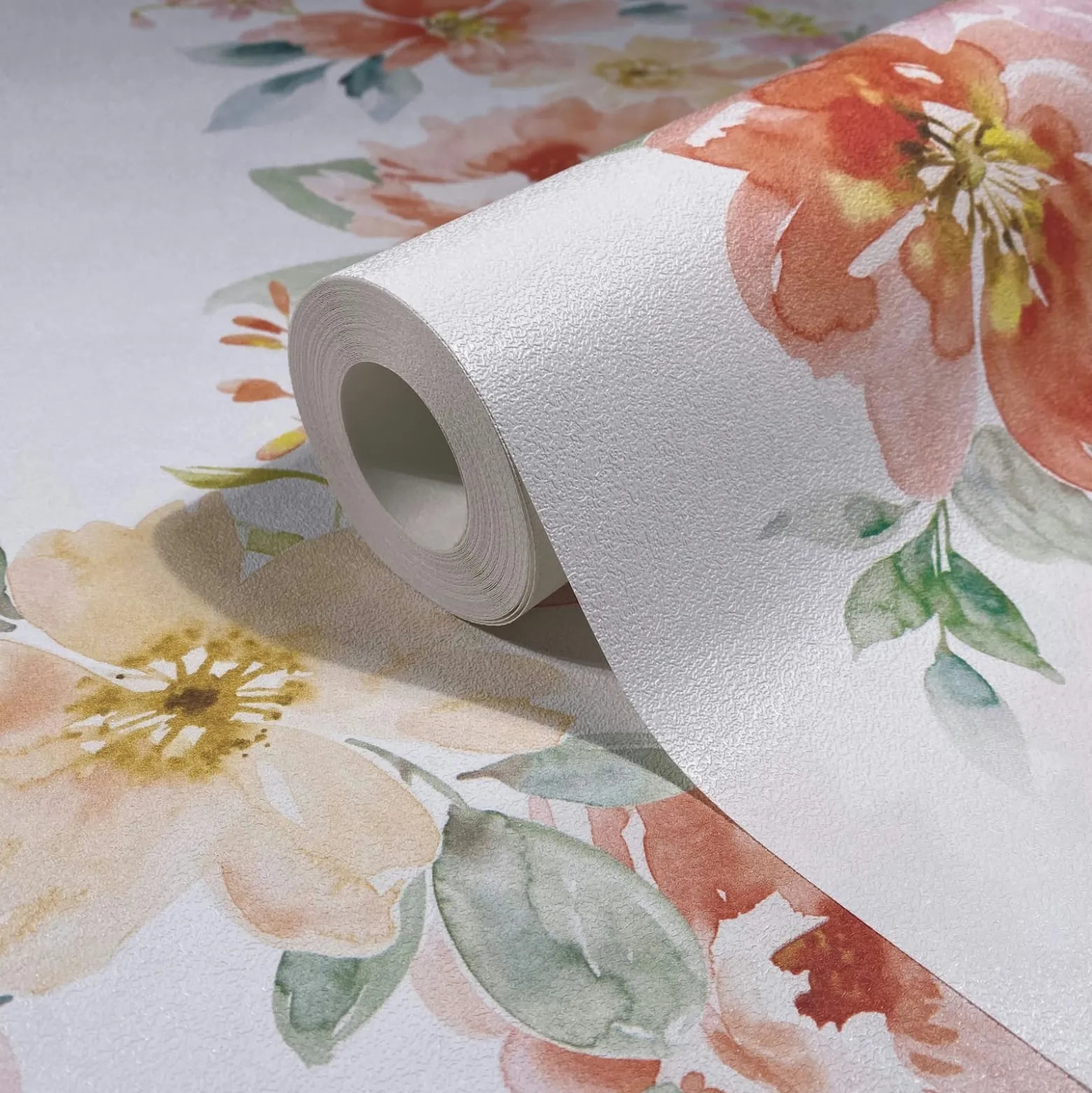Vliestapete Floral Blumen Weiß Rot Grün 89011