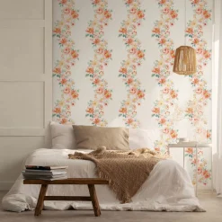 Vliestapete Floral Blumen Weiß Rot Grün 89011
