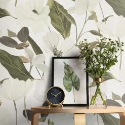 Vliestapete Floral Blumen Weiß Creme Grün 10508-26