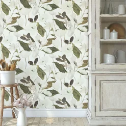 Vliestapete Floral Blumen Weiß Creme Grün 10508-26