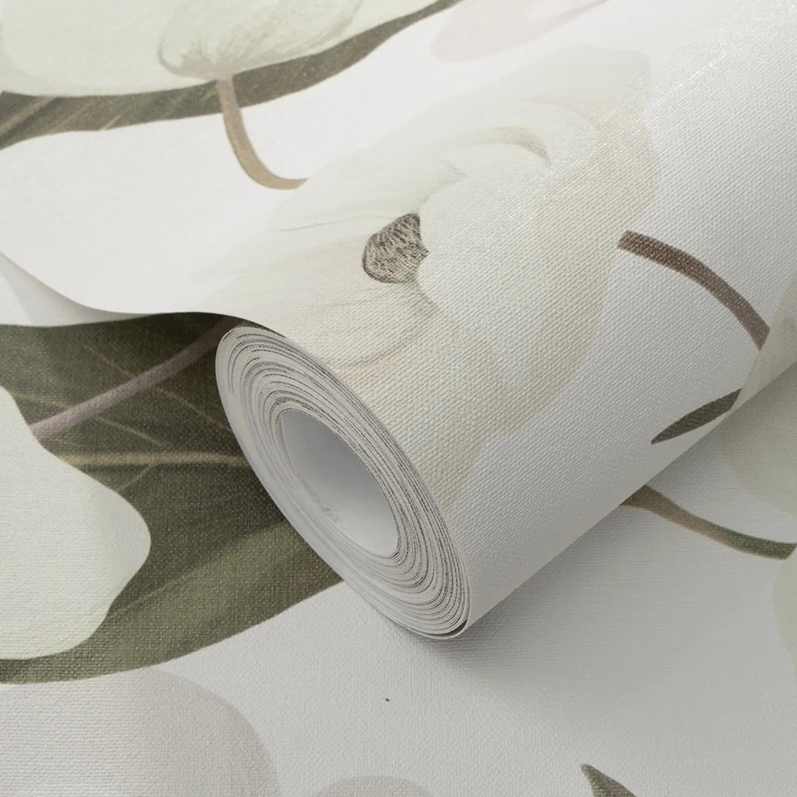 Vliestapete Floral Blumen Weiß Creme Grün 10508-26
