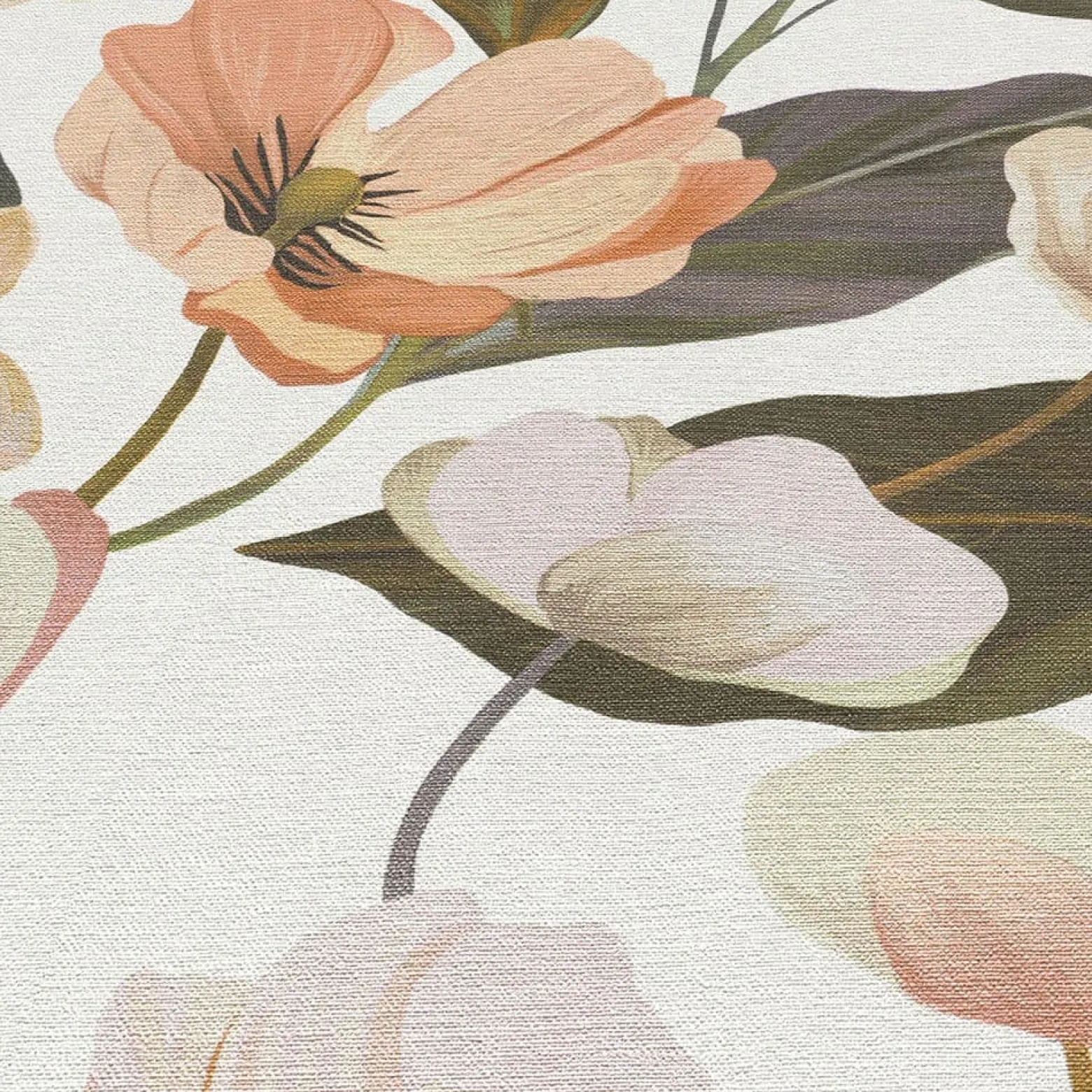 Vliestapete Floral Blumen Weiß Grün Creme 10508-05