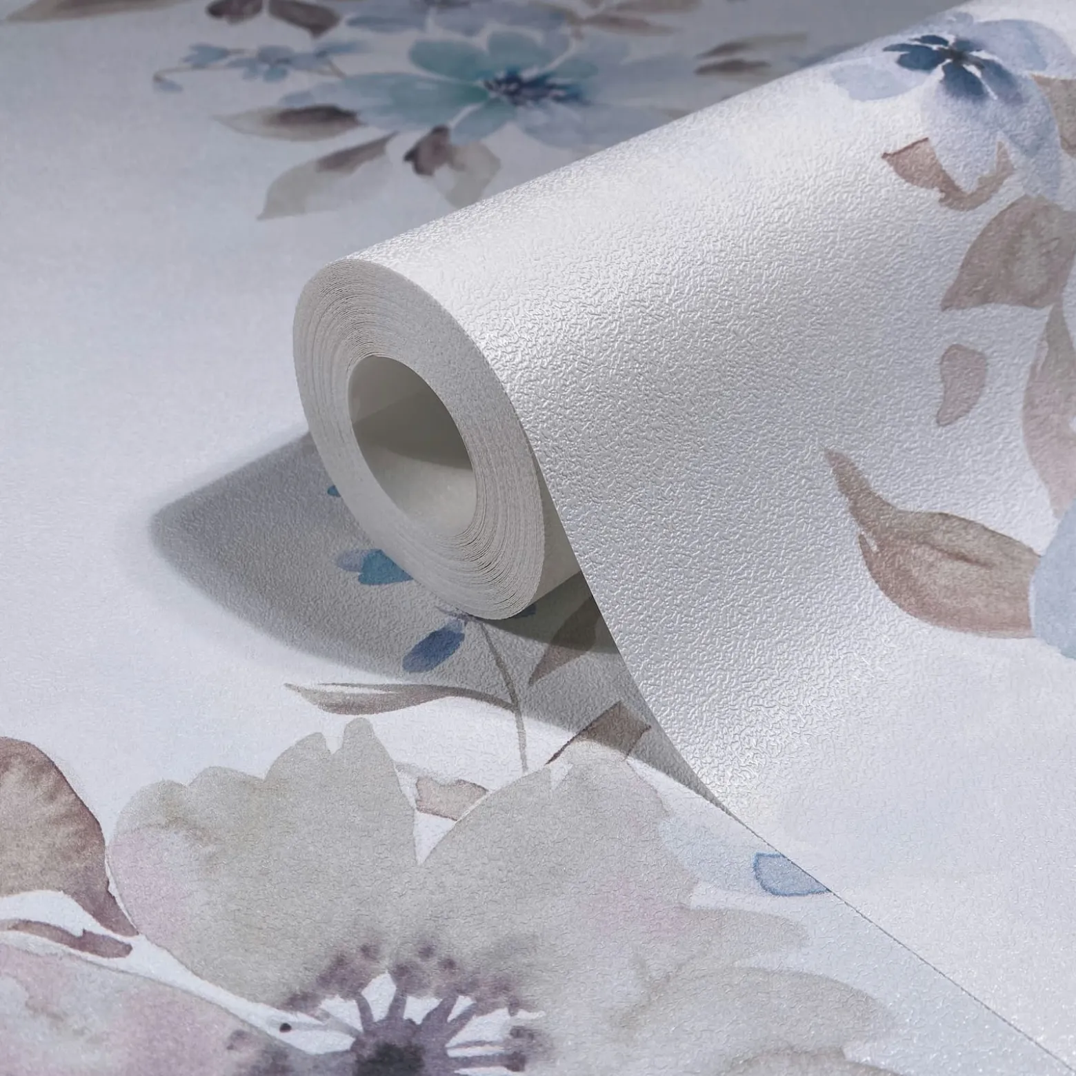Vliestapete Floral Blumen Weiß Blau Grau 89012