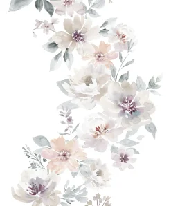 Vliestapete Floral Blumen Weiß Grau Beige 89013