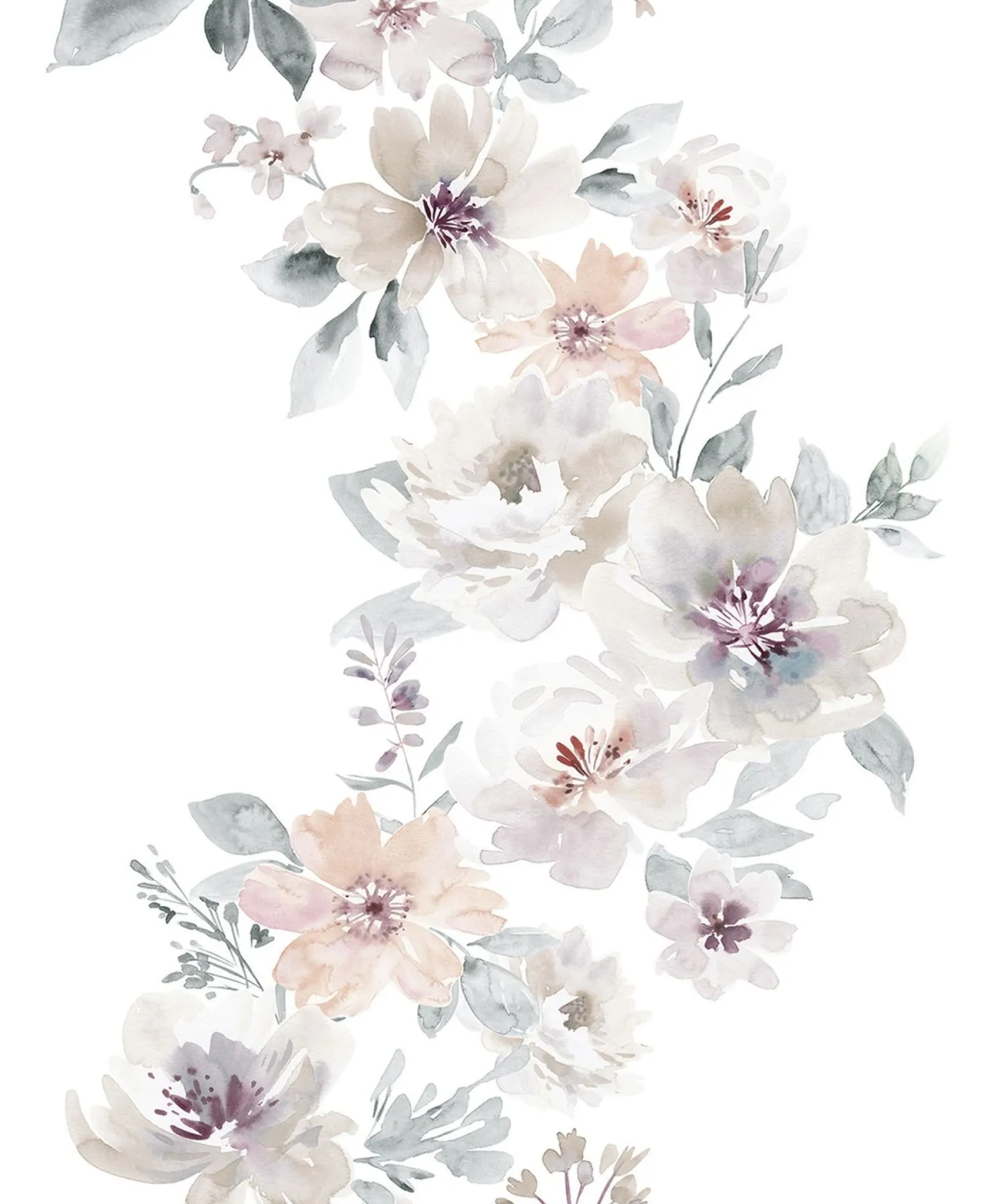 Vliestapete Floral Blumen Weiß Grau Beige 89013