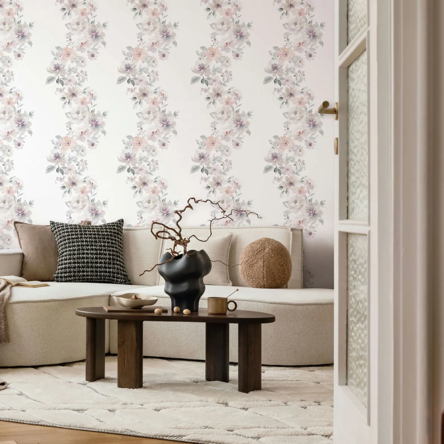 Vliestapete Floral Blumen Weiß Grau Beige 89013
