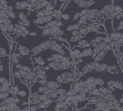 Vliestapete Floral Bäume Abstrakt Blau Grau 79001-1