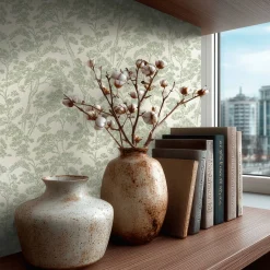 Vliestapete Floral Bäume Abstrakt Creme Grün 79001-3