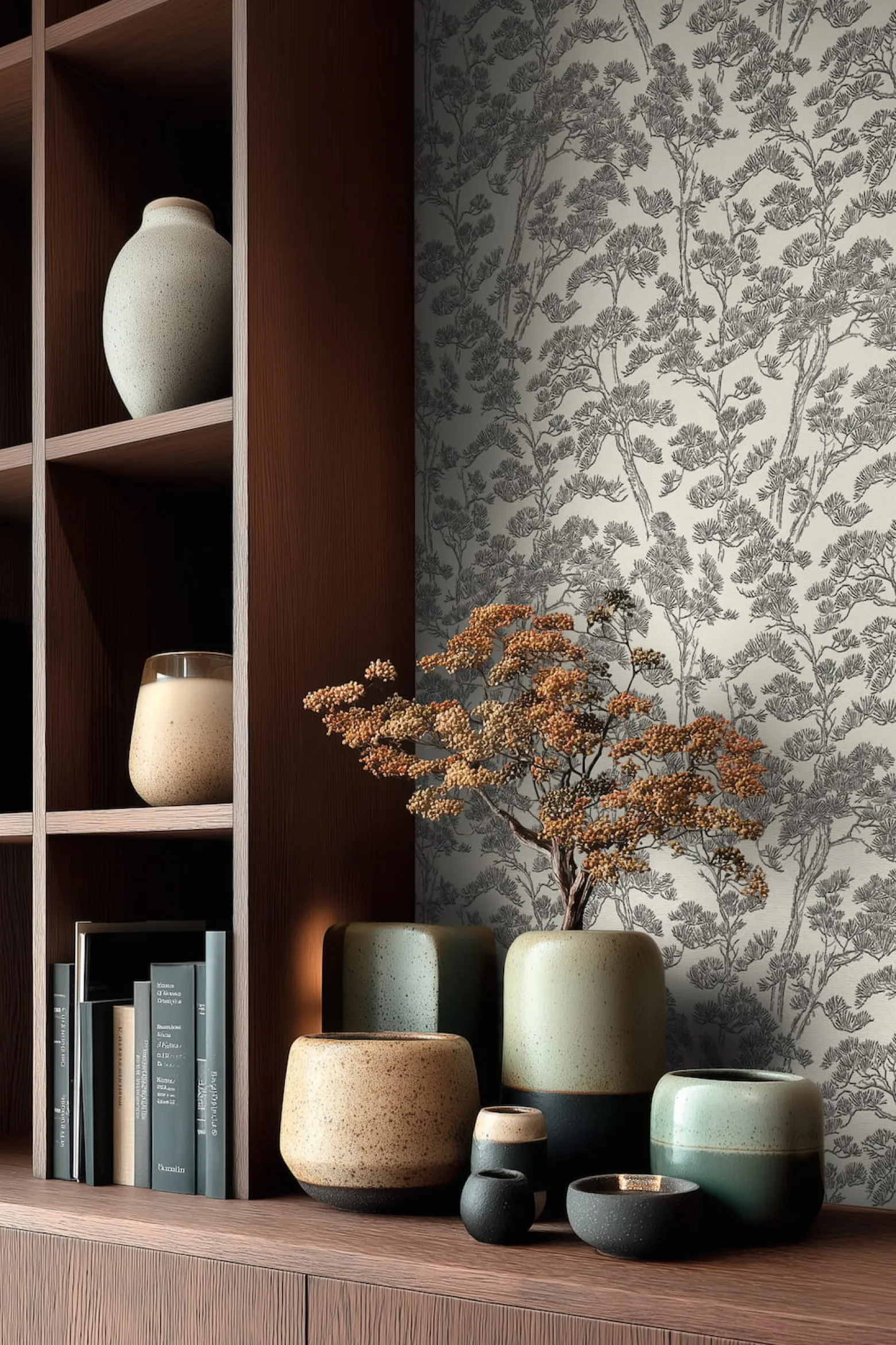Vliestapete Floral Bäume Abstrakt Weiß Grau 79001-5