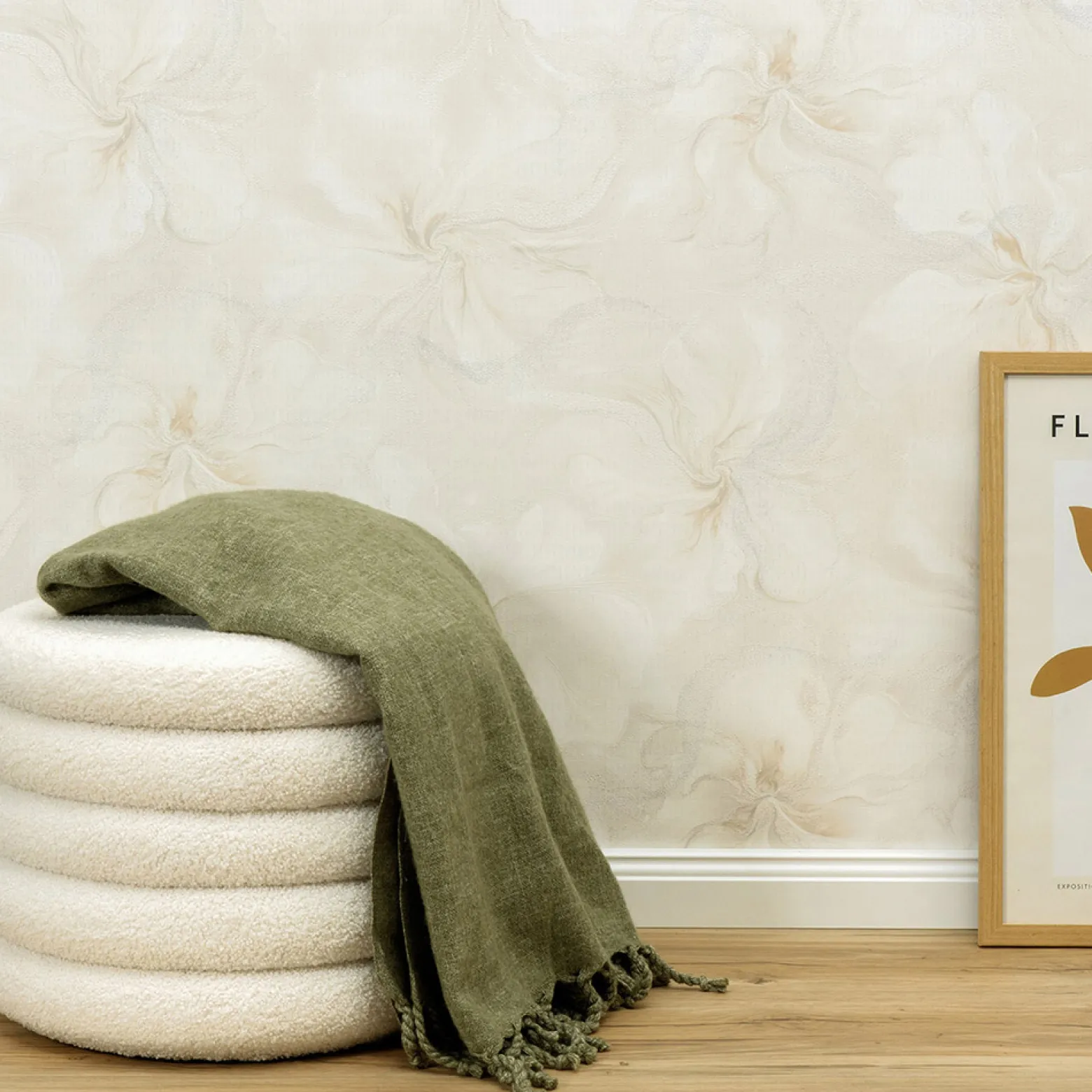 Vliestapete Floral Creme Beige Silber Glitzer 10514-14