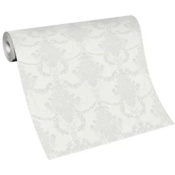 Vliestapete Floral Damast Creme Silber Metallic 10287-31