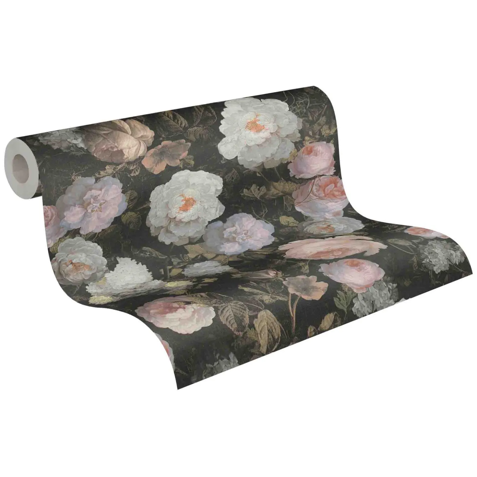 Vliestapete florale Blumen schwarz weiß grün 37650-5